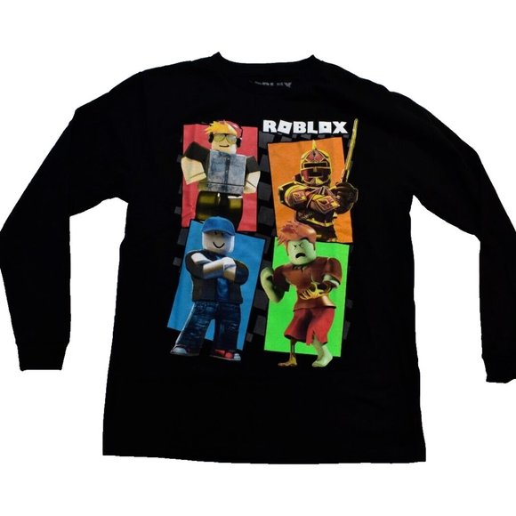 Roblox Youth Boys Cute Character 4 Square Black Long Sleeve Shirt New - Picture 3 of 4